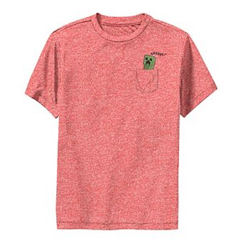 Boys 8-20 Minecraft Creeper Left Chest Pocket Logo Graphic Tee