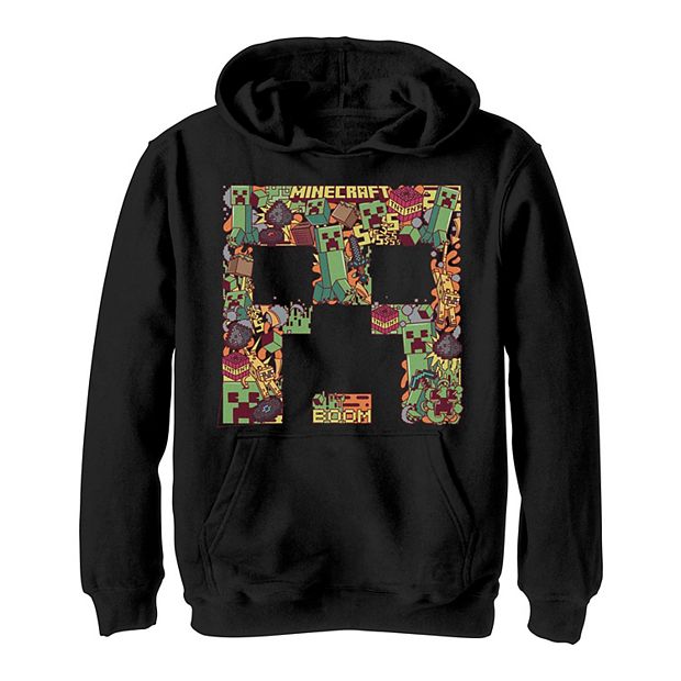 Boys 8 20 Minecraft Creeper Big Head Creeper Collage Fill Hoodie