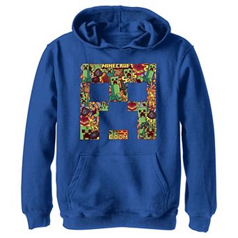Boys 8-20 Minecraft Creeper Big Head Creeper Collage Fill Hoodie