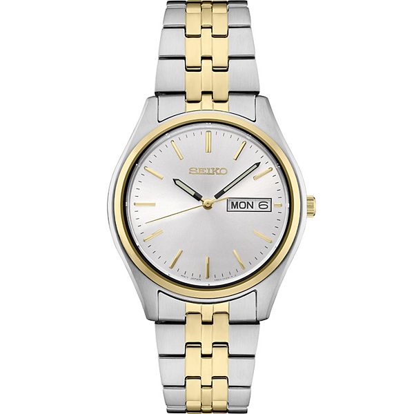 Seiko Men s Essential Two Tone White Dial Watch SUR430