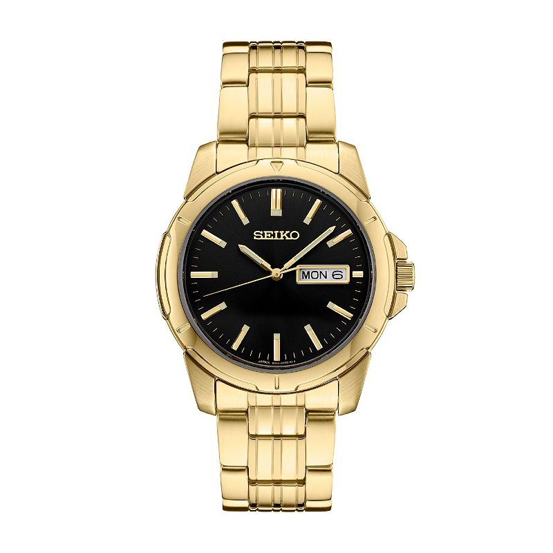 Seiko Men's Essential Black Dial Watch - SUR358, Size: Large, Gold