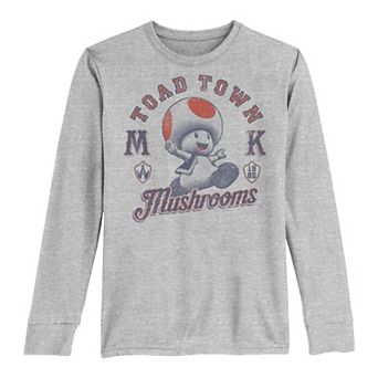 Boys 8-20 Super Mario Bros. Toad Town Mushrooms Portrait Long-Sleeve Graphic Tee