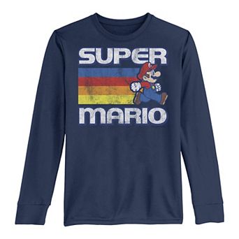 Boys 8-20 Nintendo Super Mario Vintage Rainbow Run Portrait Fleece Long-Sleeve Graphic Tee