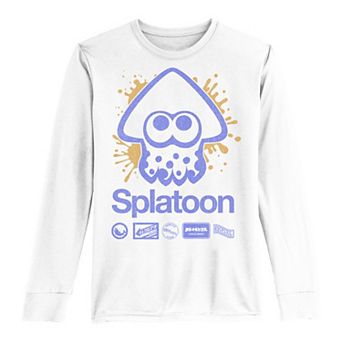 Boys 8-20 Nintendo Splatoon Squid Paint Splat Kanji Team Logos Long-Sleeve Graphic Tee