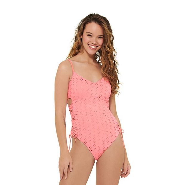 Coral Lace-Up One Piece