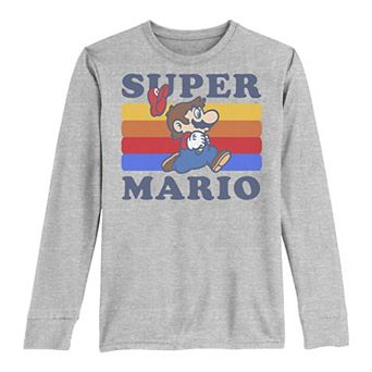 Boys 8-20 Nintendo Super Mario Side View Retro Run Rainbow Long-Sleeve Graphic Tee