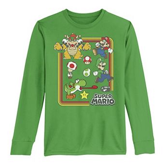Boys 8-20 Nintendo Super Mario Retro Group Shot Portrait Long-Sleeve Graphic Tee