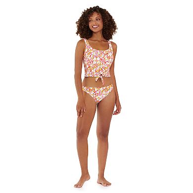 Juniors' Ninety-Nine Degrees Knot-Front Crop Tankini Top