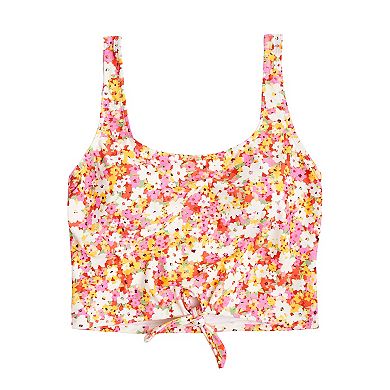 Juniors' Ninety-Nine Degrees Knot-Front Crop Tankini Top