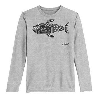 Boys 8-20 Nintendo Legend Of Zelda Links Awakening Whale Glyph Portrait Logo Long-Sleeve Graphic Tee