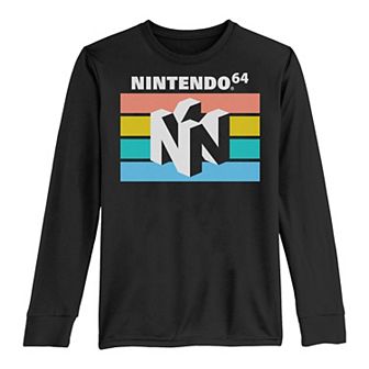 Boys 8-20 Nintendo Retro Striped Original Logo Long-Sleeve Graphic Tee