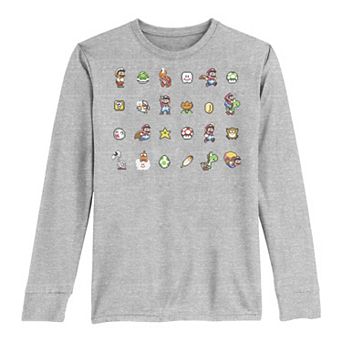 Boys 8-20 Nintendo Symbol Collage Grid Long-Sleeve Graphic Tee