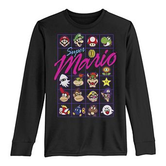 Boys 8-20 Nintendo Super Mario Video Game Character Selection Grid Long-Sleeve Graphic Tee