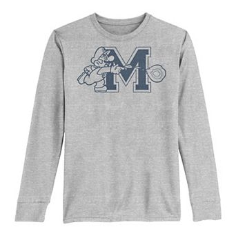 Boys 8-20 Nintendo Super Mario University Style Logo Fireball Long-Sleeve Graphic Tee