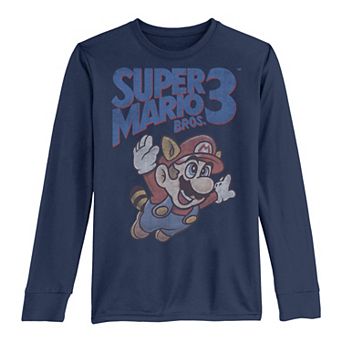 Boys 8-20 Nintendo Super Mario Bros. 3 Line Art Portrait Logo Long-Sleeve Graphic Tee