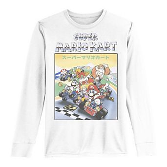 Boys 8-20 Nintendo Super Mario Kart Racing Group Kanji Portrait Long-Sleeve Graphic Tee