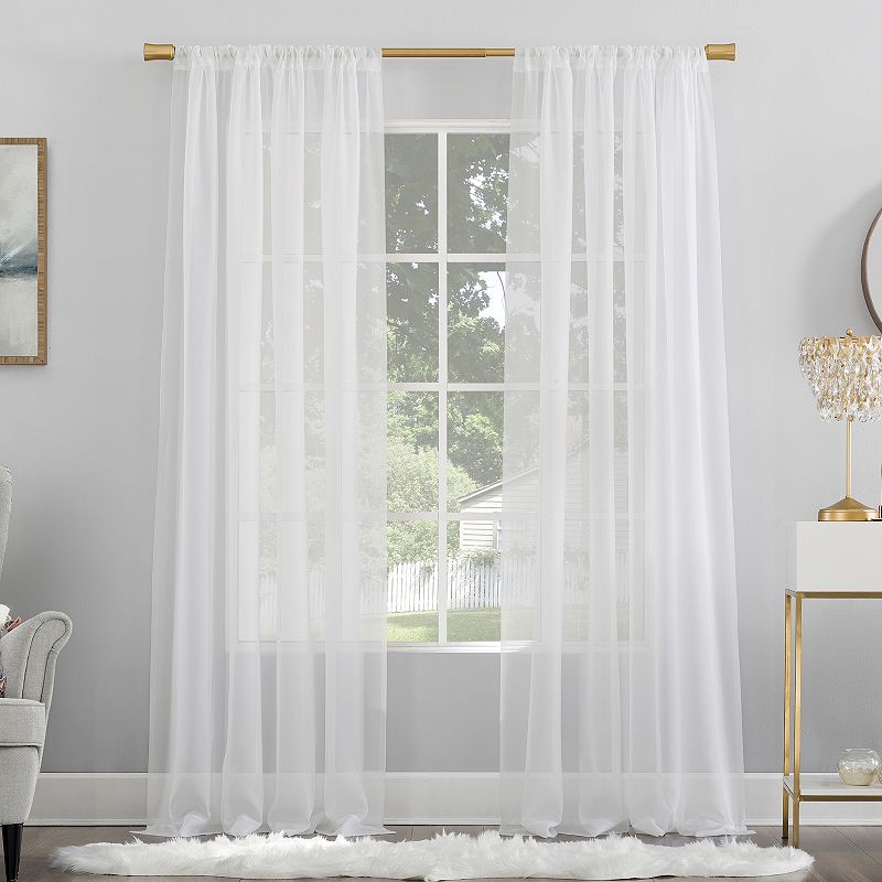 59"x96" No. 918 Sheer Voile Mallory Rod Pocket Curtain Panel White