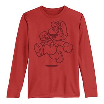 Boys 8-20 Nintendo Super Mario Line Art Portrait Long-Sleeve Graphic Tee