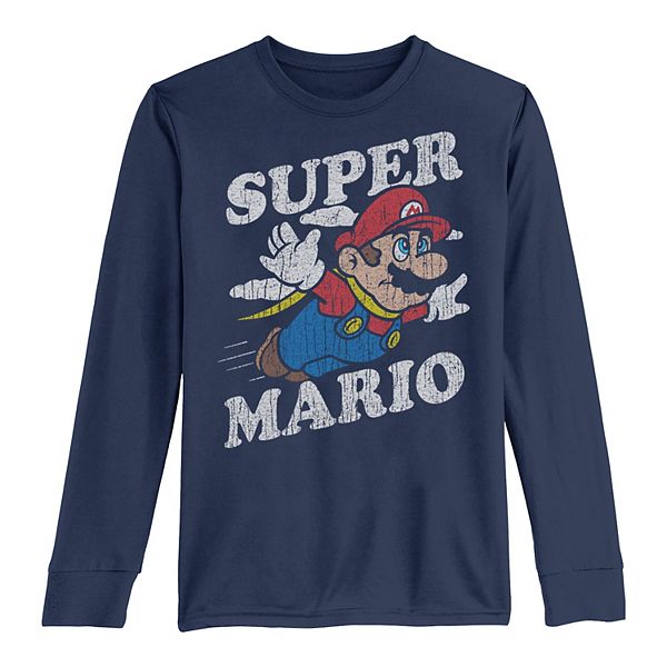 Boys 8-20 Nintendo Super Mario Distressed Classic Flying Long-Sleeve ...