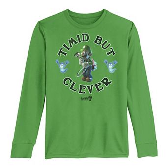 Boys 8-20 Luigi's Mansion 3 Luigi Timid But Clever Portrait Long-Sleeve Graphic Tee