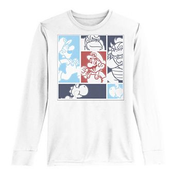 Boys 8-20 Super Mario Group Shot Portrait Outline Panels Long-Sleeve Graphic Tee
