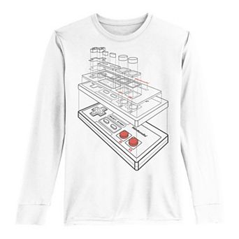 Boys 8-20 Nintendo Super Mario SNES Controller Schematics Long-Sleeve Graphic Tee