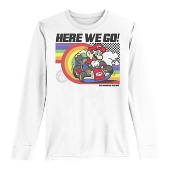 Boys 8-20 Mario Kart Rainbow Road Here We Go Long-Sleeve Graphic Tee