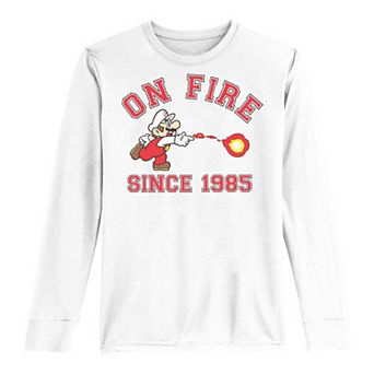 Boys 8-20 Super Mario On Fire Since 1985 Long-Sleeve Graphic Tee