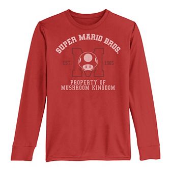 Boys 8-20 Super Mario Est. 1985 Property Of Mushroom Kingdom Long-Sleeve Graphic Tee