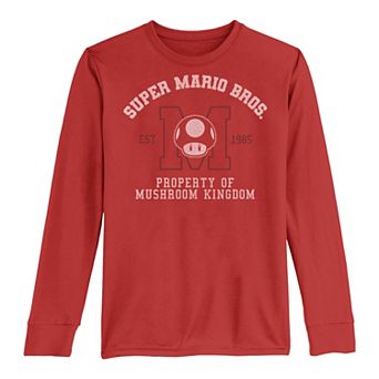 Boys 8-20 Super Mario Est. 1985 Property Of Mushroom Kingdom Long-Sleeve Graphic Tee