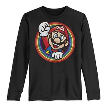 Boys 8-20 Super Mario Mario Rainbow Portrait Long-Sleeve Graphic Tee