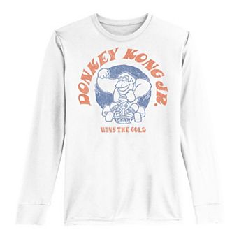 Boys 8-20 Mario Kart Donkey Kong Jr. Wins The Gold Long-Sleeve Graphic Tee