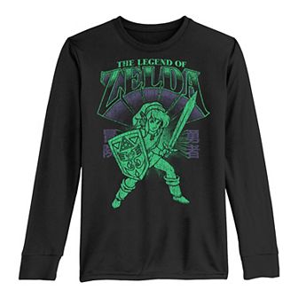 Boys 8-20 Nintendo The Legend Of Zelda Neone Green Hue Portrait Long-Sleeve Graphic Tee
