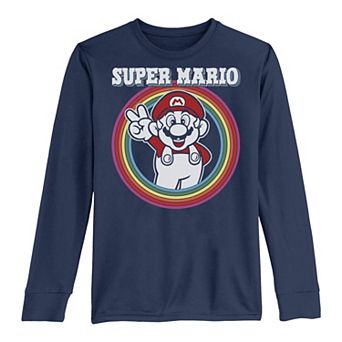 Boys 8-20 Nintendo Super Mario Rainbow Retro Bold Logo Long-Sleeve Graphic Tee