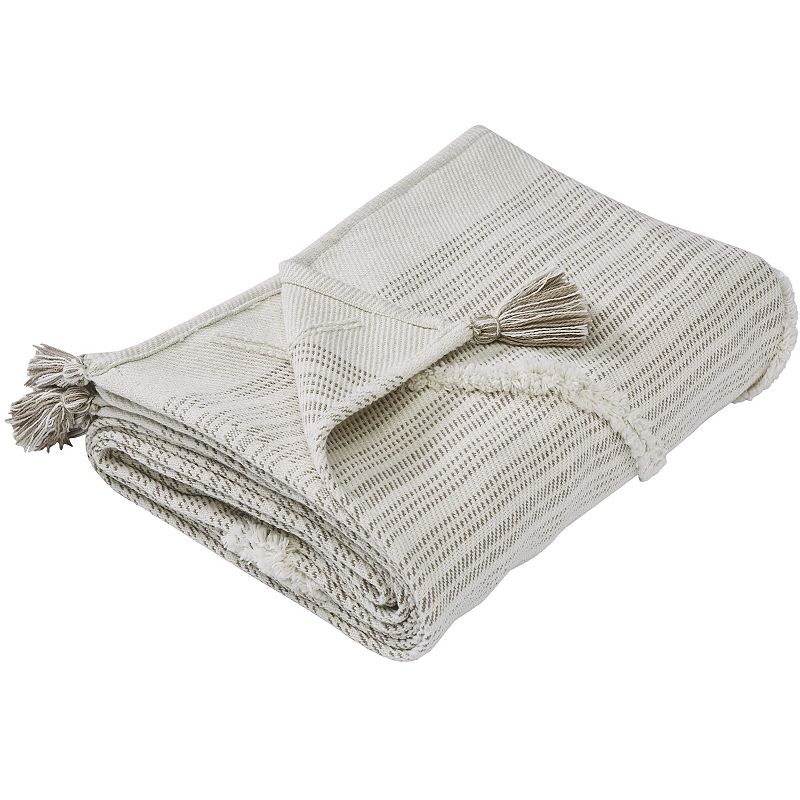 Modern Threads Cotton Throw Blanket, Beig/Green