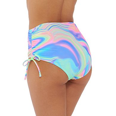 Juniors' Ninety-Nine Degrees High-Waist Ruched Swim Bottoms