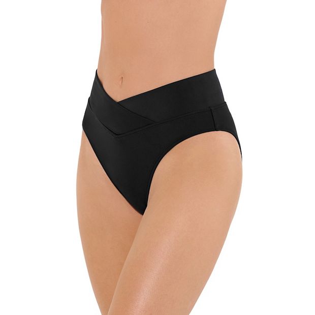 Sunsets Women's V-Front High Waist Bikini Bottom, Black, Medium