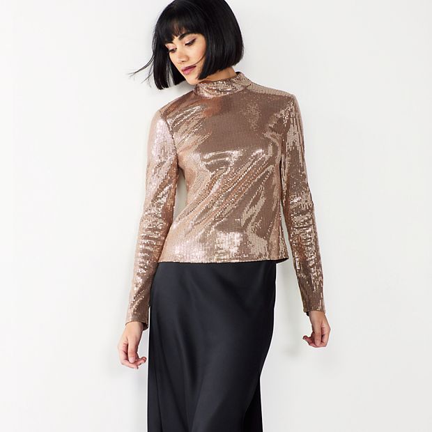 Nine west clearance gold sequin skirt