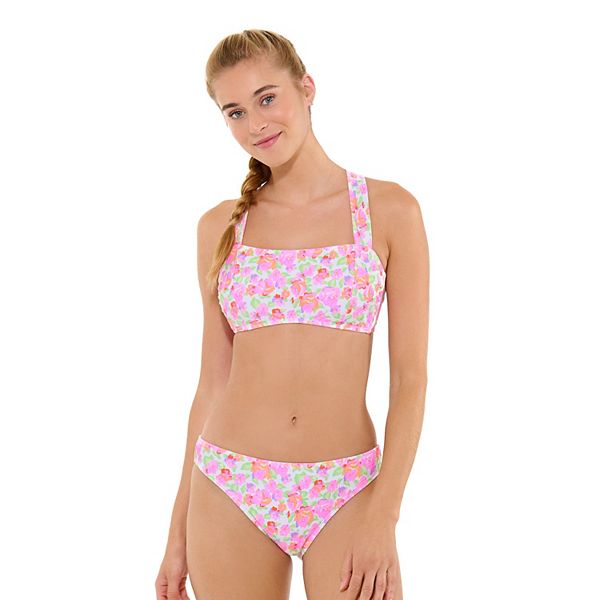 Juniors' Ninety-Nine° Squareneck Bandeau Swim Top