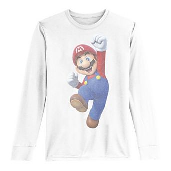 Boys 8-20 Super Mario Faded Mario Jump Portrait Long-Sleeve Graphic Tee