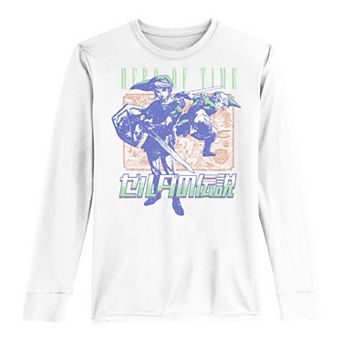 Boys 8-20 Nintendo The Legend Of Zelda Hero Of Time Kanji Gradient Portrait Long-Sleeve Graphic Tee