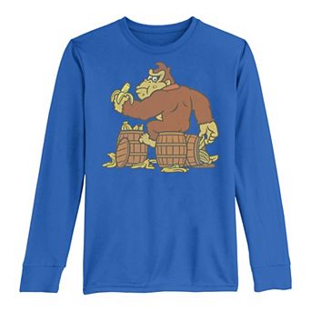 Boys 8-20 Donkey Kong Eating Bananas On Barrel Long-Sleeve Graphic Tee