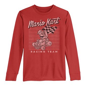 Boys 8-20 Mario Kart Racing Team Mario Outline Long-Sleeve Graphic Tee