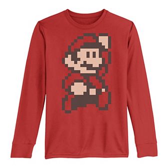 Boys 8-20 Super Mario Little Mario 8-Bit Portrait Long-Sleeve Graphic Tee