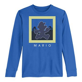 Boys 8-20 Super Mario Silhouette Mario Framed Running Long-Sleeve Graphic Tee