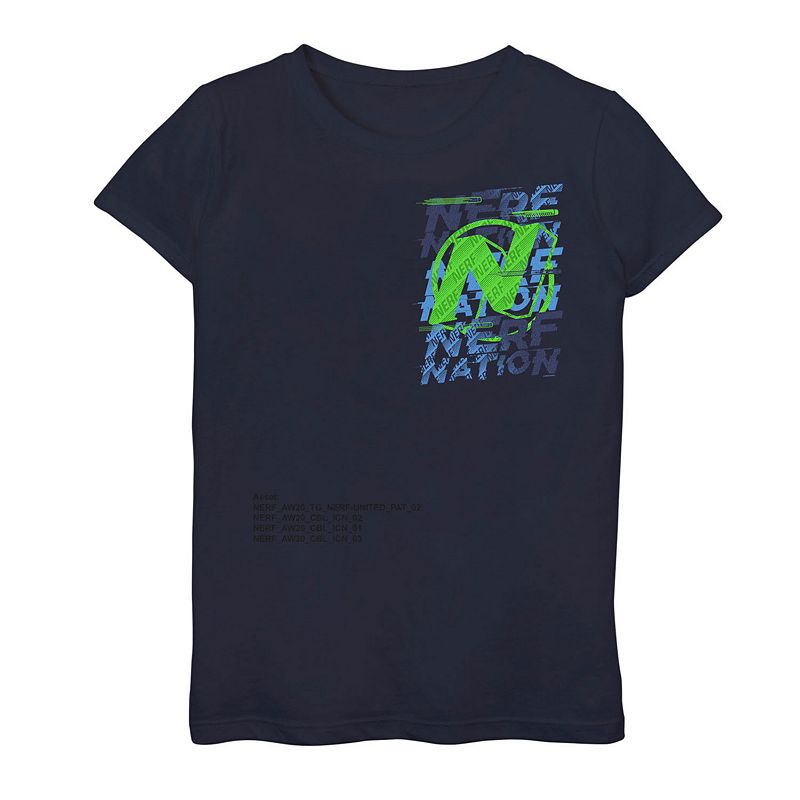 Girls 7-16 Nerf Nation Pile Graphic Tee, Girls, Size: Small, Blue