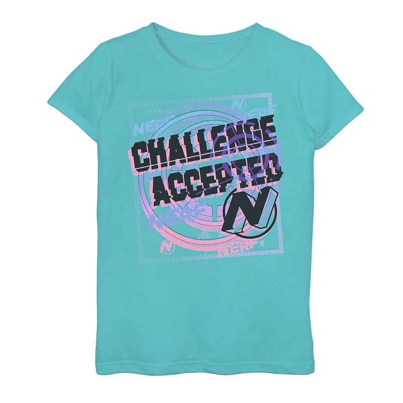 Girls 7-16 Nerf Challenge Accepted Graphic Tee, Girls, Size: Small, Blue