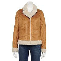 Sonoma Goods For Life Womens Sherpa-Lined Faux-Suede Jacket Deals