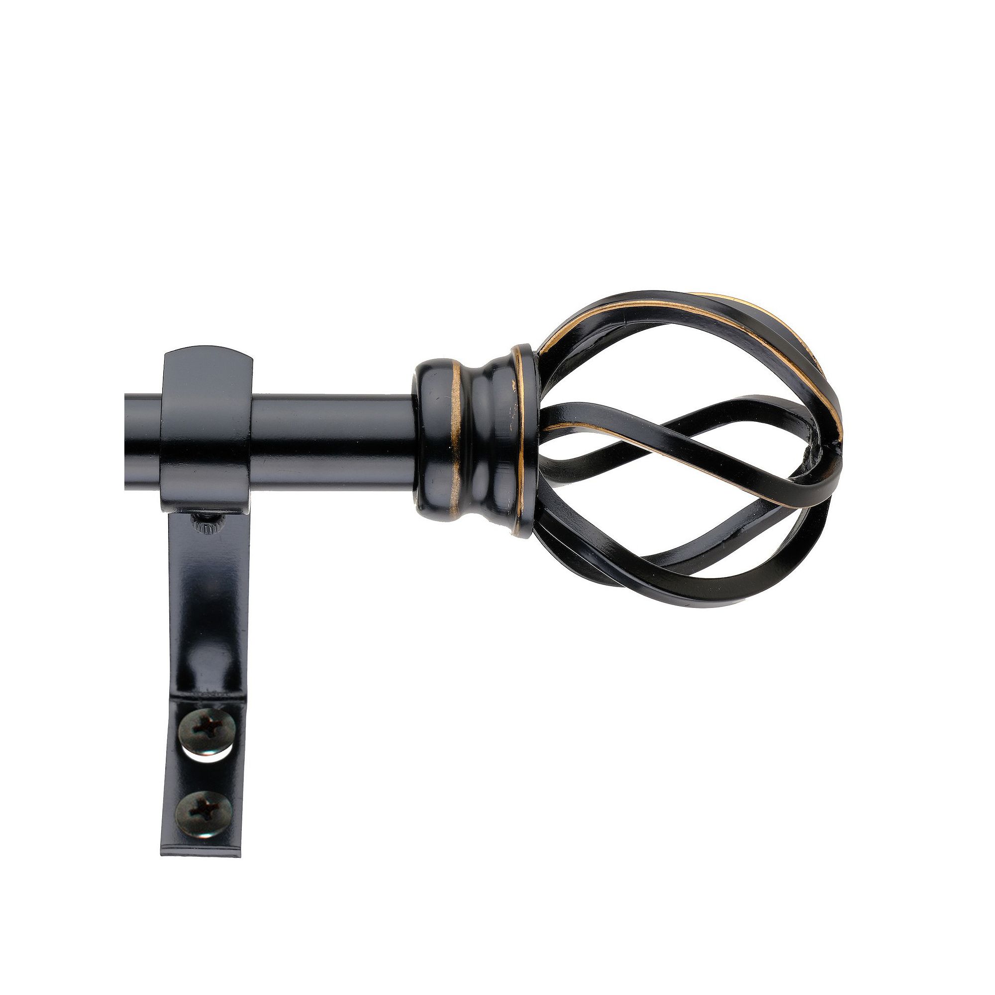 Decopolitan Cage Adjustable 5/8 Curtain Rod Set, Gloss Antique Bronze