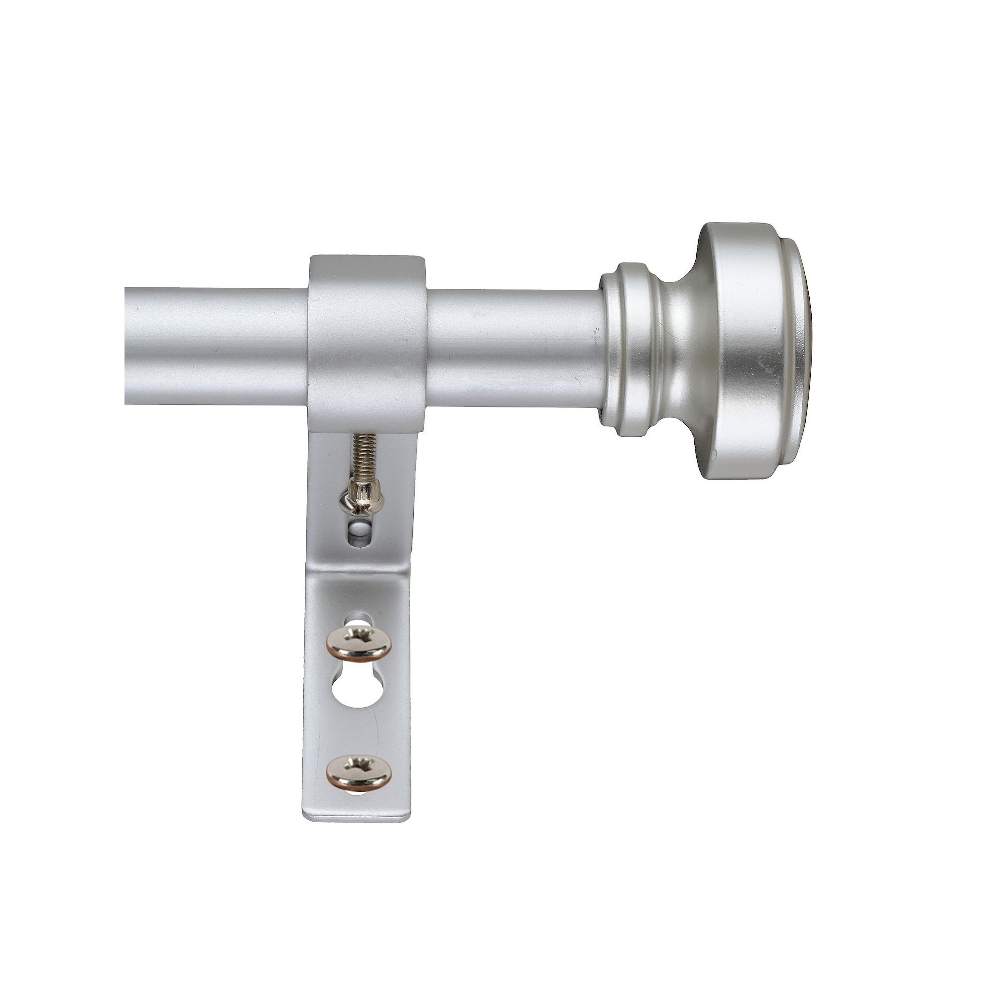 Decopolitan Knob Cap Adjustable 3/4 Curtain Rod Set, Gloss Antique Silve